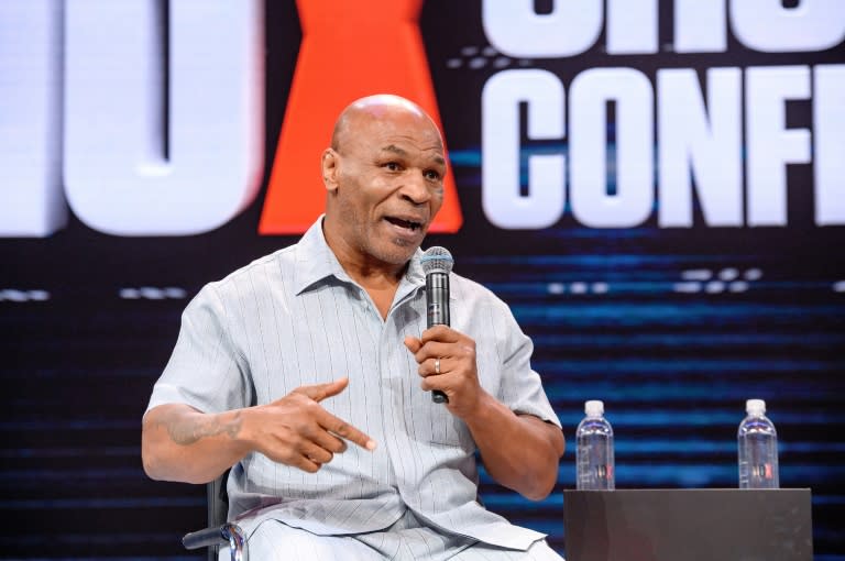 Former heavyweight boxing champion Mike Tyson, speaking earlier this month in Florida, will fight Jake Paul in July in Dallas, (Ivan Apfel)