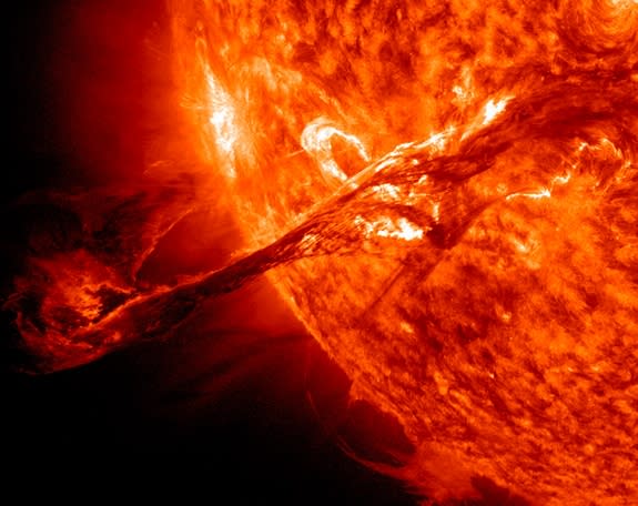 NASA's Solar Dynamics Observatory spacecraft captured this massive coronal mass ejection (CME) erupting from the sun on Aug. 31, 2012.