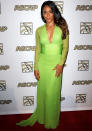 Celebrities in neon fashion: Jada Pinkett-Smith opted for a plunging lime green dress for the red carpet.<br><br>[Rex]