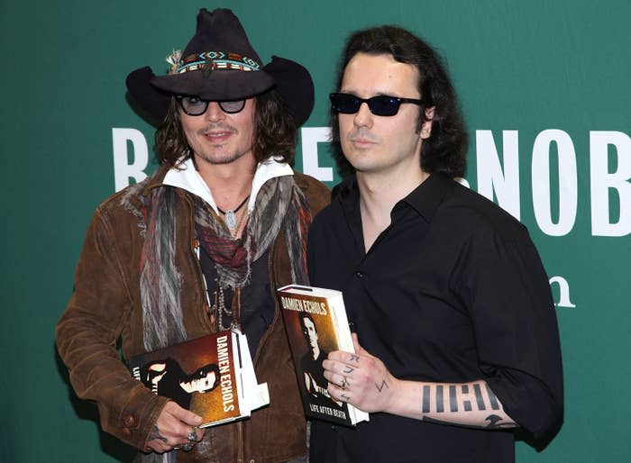 Johnny Depp and Damien Echols attend an event at Barnes & Noble on Sept. 21, 2012, in New York City.