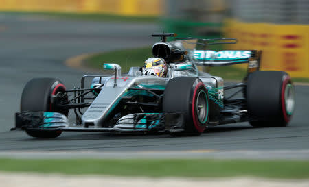 Formula One - F1 - Australian Grand Prix - Melbourne, Australia - 25/03/2017 Mercedes driver Lewis Hamilton of Britain during the third practice session. REUTERS/Jason Reed