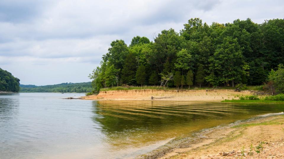 Erosion along the shoreline on Army Corps of Engineer property adjacent Joe Huff's property at Lake Monroe on Friday, July 15, 2022.