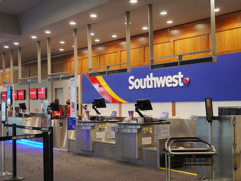 A Southwest check-in counter.