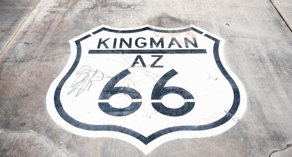 A painting on the ground in Kingman on July 10, 2023.