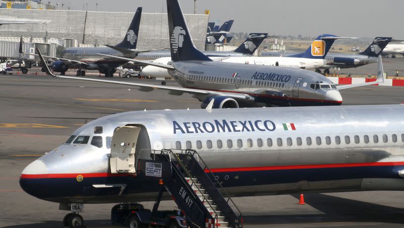 Aircrafts of the Mexican airline Aeromexico are seen at the Mexico City international airport, Wednesday, Oct. 17, 2007.