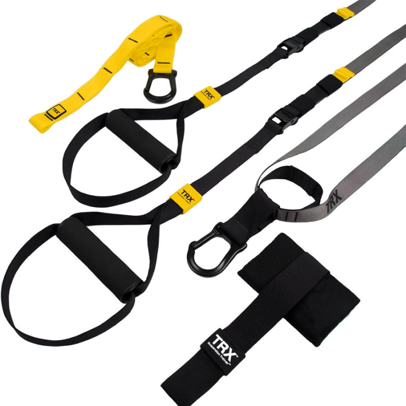 <p>Courtesy of Amazon</p><p>The best time to beef up your home gym is when leading fitness brands like TRX go on sale. Their classic suspension straps take <a href="https://www.mensjournal.com/health-fitness/best-bodyweight-exercises-lose-weight-burn-fat" rel="nofollow noopener" target="_blank" data-ylk="slk:bodyweight training;elm:context_link;itc:0;sec:content-canvas" class="link ">bodyweight training</a> to the next level, opening up exercises for the back, abs, arms, legs, and more that you just don’t get with other singular equipment like pull-up bars and dip stations. If you already own a power rack, the TRX will work perfectly with it: just attach it to the top bar for a full-body workout that will build muscle and functional strength. A free trial of the TRX Training Club App is included with your purchase, where you’ll get over 500 workouts for various fitness goals to keep your program fresh. The super-strong nylon TRX straps also travel well, with the whole apparatus only weighing two pounds, so you can take it with you to the gym or on your next road trip.</p>