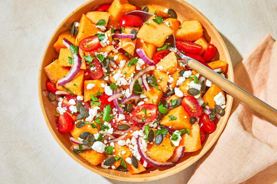 Cantaloupe Salad with Lime, Pepitas & Cotija