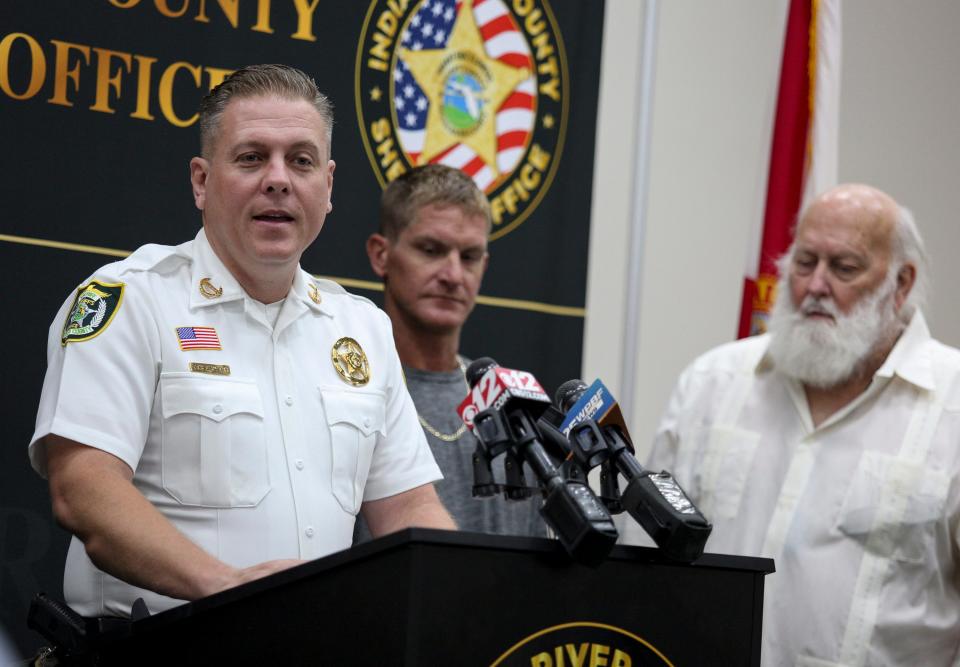 Sheriff Eric Flowers speaks during a press conference regarding a solved cold case murder of Hiram "Ross" Grayam on the 56th anniversary of his murder in Gifford, Thursday, April 11, 2024, at the Indian River County Sheriff's Office. Grayam, who was a milkman at the time in 1968, was found shot to death in a wooded area near 38th Avenue and 43rd Street.
