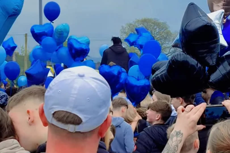 Hundreds of friends and family gathered from across Keighley to release balloons in memory of 14-year-old Ellis Lockley