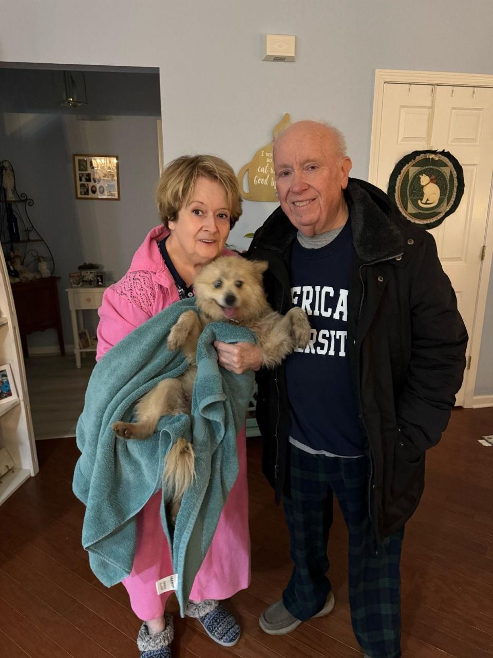 Steve and Carol Clonen welcome Lady home Feb. 2 after she went missing Dec. 11.