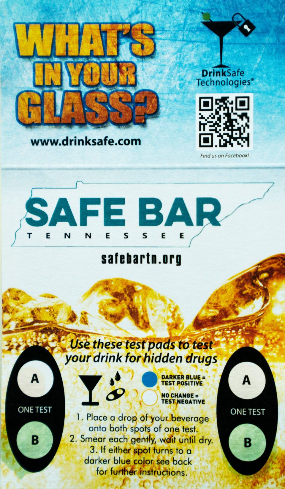 The Sexual Assault Center in Nashville's "Safe Bar" program supplies tests for patrons to check for common date rape drugs like ketamine and GHB (gamma hydroxybutyrate).