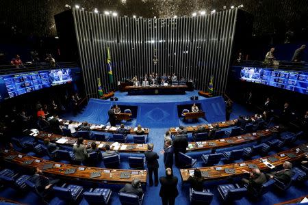 General view of Brazil's Senate during a final session of debate and voting on suspended President Dilma Rousseff's impeachment trial in Brasilia, Brazil August 25, 2016. REUTERS/Ueslei Marcelino