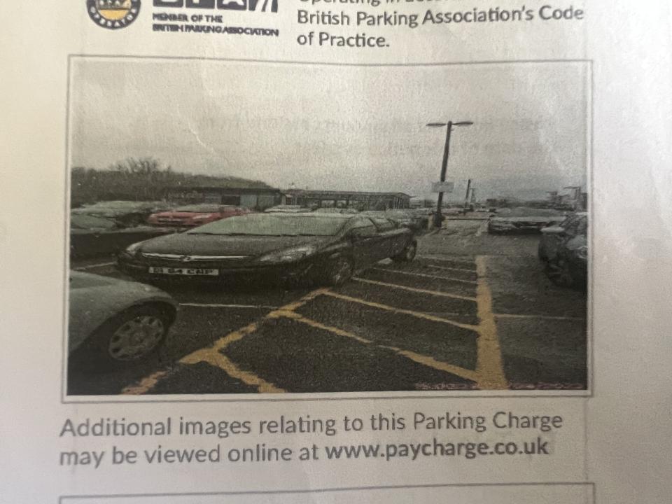 Letters sent to Amal Bafaqih from UK Parking Control included a picture showing how she had parked her car within a disabled bay. (Reach)