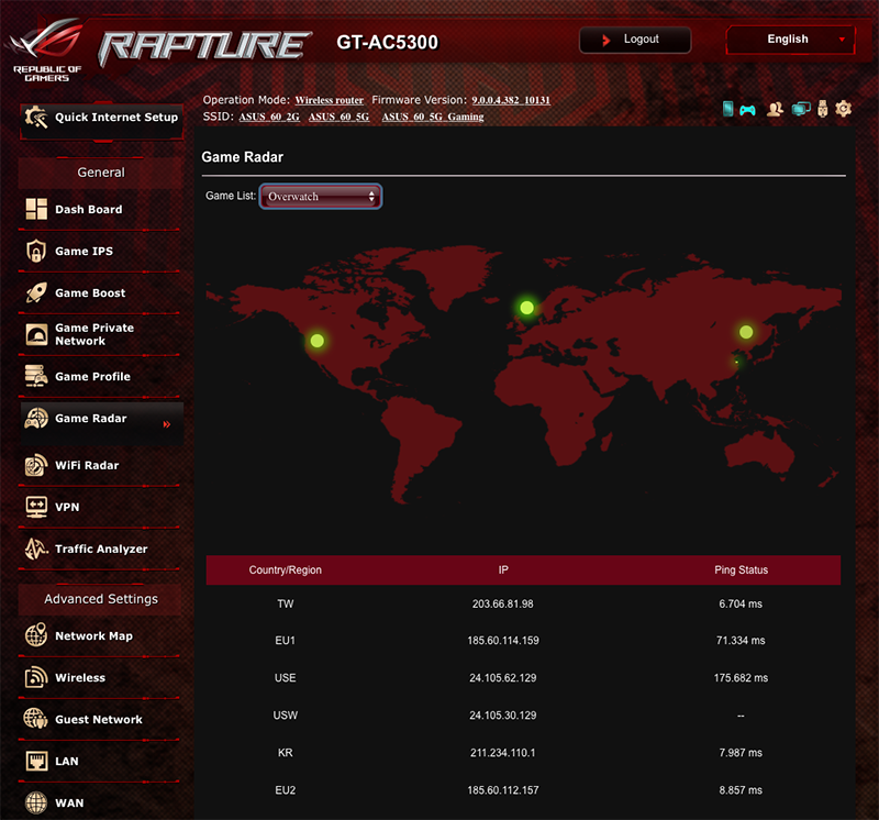 Game Radar shows you the latency of popular game servers around the world.