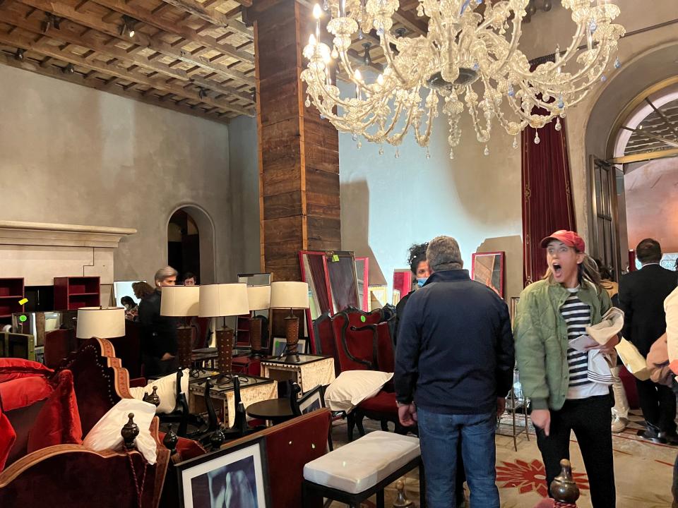 People shopping inside the Gramercy Park Hotel during the liquidation sale in New York City