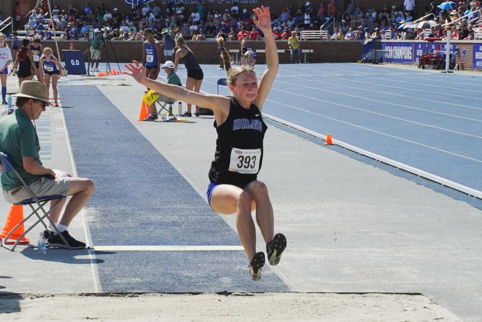 Highlands senior Haley Zell had her best long jump on her first attempt, and her best triple jump on her last attempt in that event.