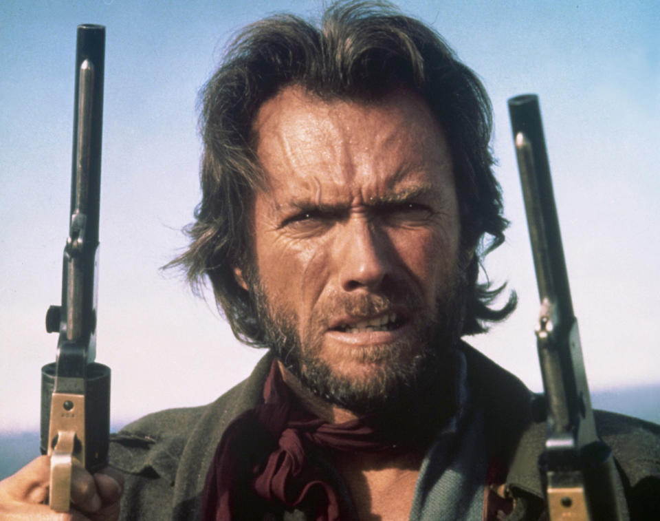 American actor and director Clint Eastwood on the set of his movie The Outlaw Josey Wales. (Photo by Sunset Boulevard/Corbis via Getty Images)