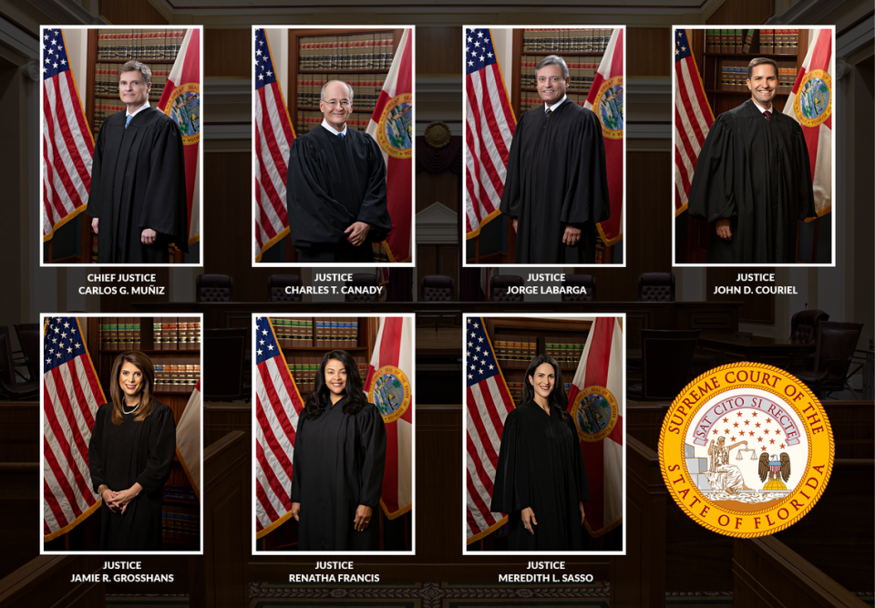 The current justices of the Florida Supreme Court.