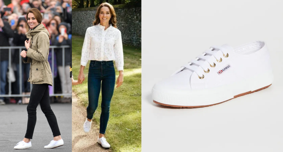 Kate Middleton in Superga Cotu Classic sneakers (Photos via Getty & Shopbop)