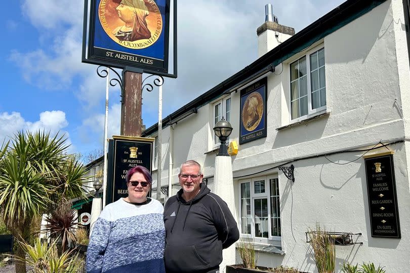 Linda and Steve Mason, landlords behing The Jubilee Inn in Pelynt