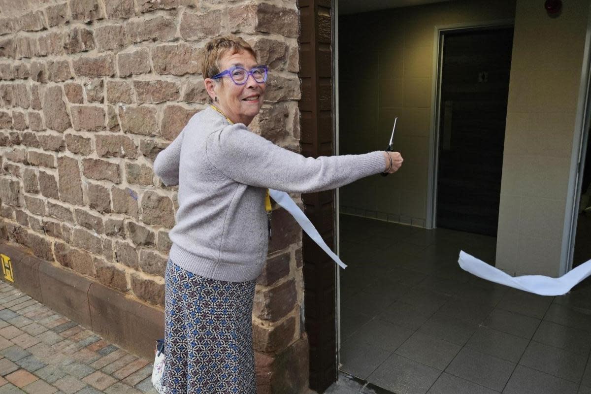 Councillor Carole Gandy opening the new toilets at Maylord Orchards shopping centre <i>(Image: Herefordshire Council)</i>