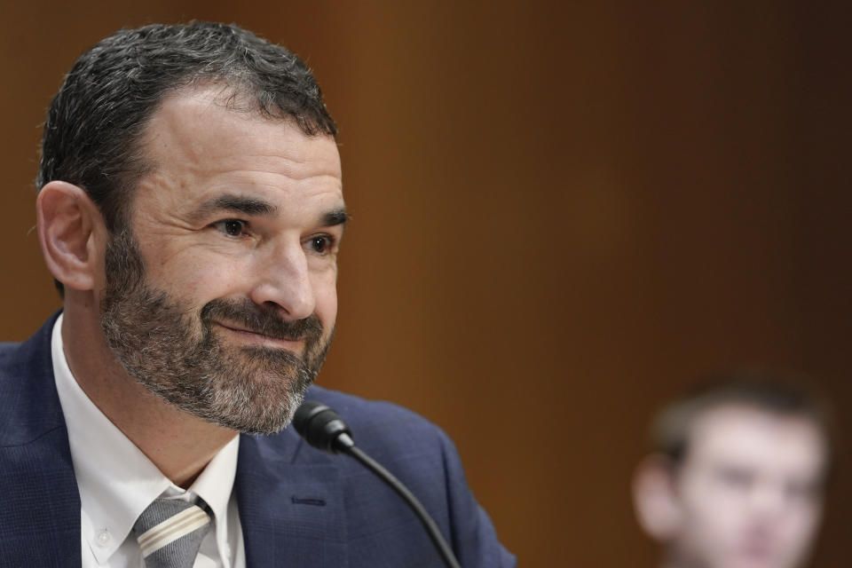 Daniel Werfel testifies before the Senate Finance Committee during his confirmation hearing to be the Internal Revenue Service Commissioner, Wednesday, Feb. 15, 2023, on Capitol Hill in Washington. Werfel, President Joe Biden's nominee to lead the Internal Revenue Service says he will commit to not increasing tax audits on businesses and households making less than $400,000 per year. (AP Photo/Mariam Zuhaib)