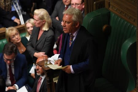 FILE PHOTO - Speaker of the House John Bercow speaks in the House of Commons in London, Britain