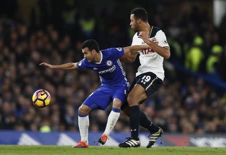 Football Soccer Britain - Chelsea v Tottenham Hotspur - Premier League - Stamford Bridge - 26/11/16 Chelsea's Pedro in action with Tottenham's Mousa Dembele Reuters / Stefan Wermuth Livepic