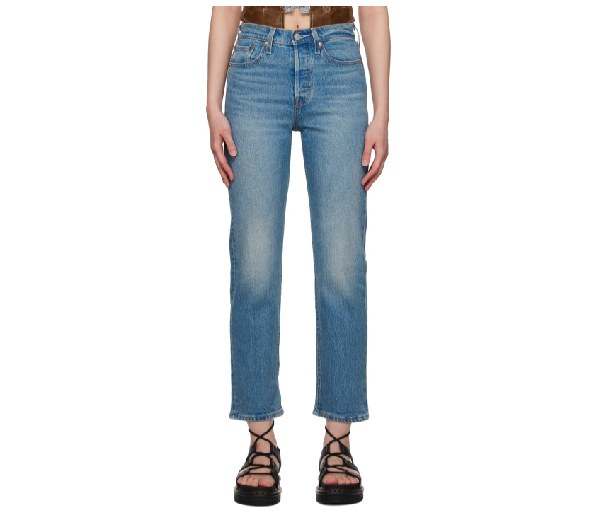 Levi's Blue Wedgie Straight Jeans. Image via SSENSE.