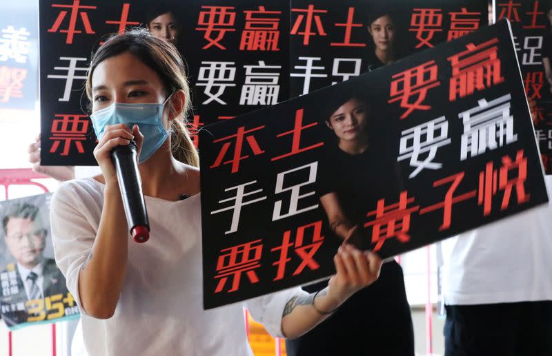 Prince Wong campaigns during the unofficial "primary" election organised by the pro-democracy camp in Hong Kong