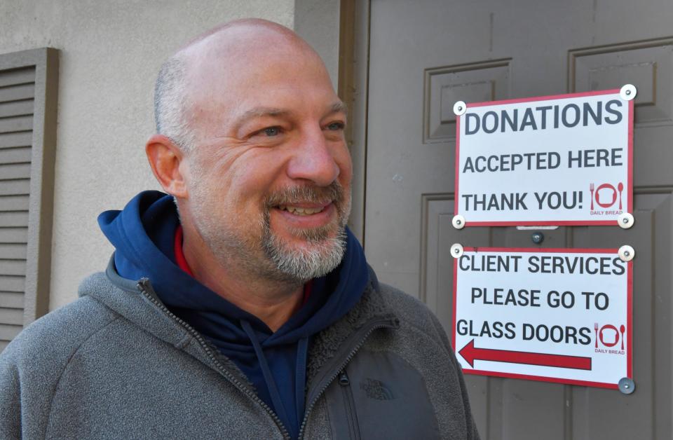 Jeffrey Njus, executive director at Daily Bread on Fee Avenue in Melbourne, participating in the annual Point-in-Time count to estimate how many homeless citizens are currently in Brevard County in 2022. 
(Credit: TIM SHORTT/ FLORIDA TODAY)