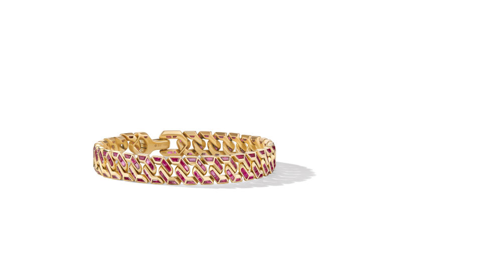 A gold and ruby bracelet from David Yurman's men's high jewelry collection