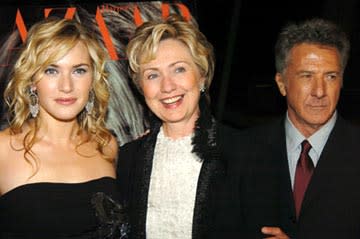 Kate Winslet , Senator Hillary Clinton and Dustin Hoffman at the New York premiere of Miramax Films' Finding Neverland