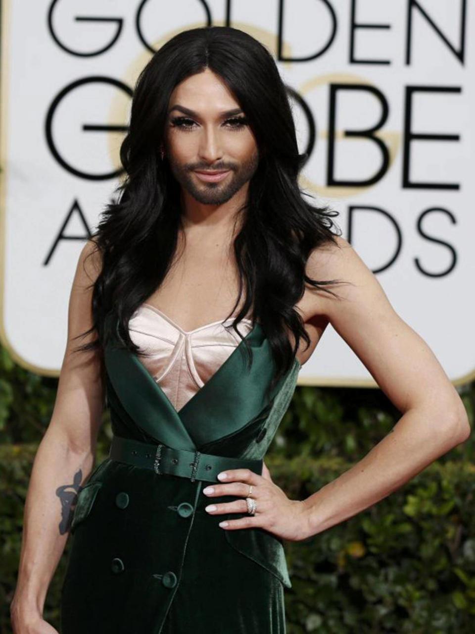 Conchita Wurst arrives at the 72nd Annual Golden Globe Awards (Reuters)