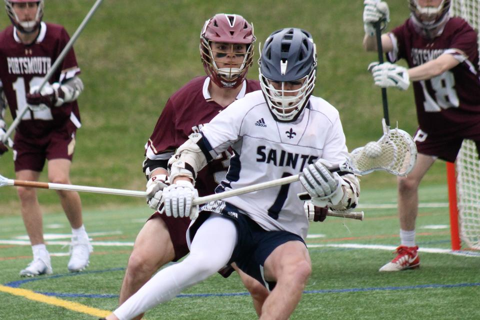 Finn Connor (1) and the St. Thomas Aquinas boys lacrosse team have been on a roll recently, winning its seventh straight game with a 17-4 decision against Pembroke on Thursday.