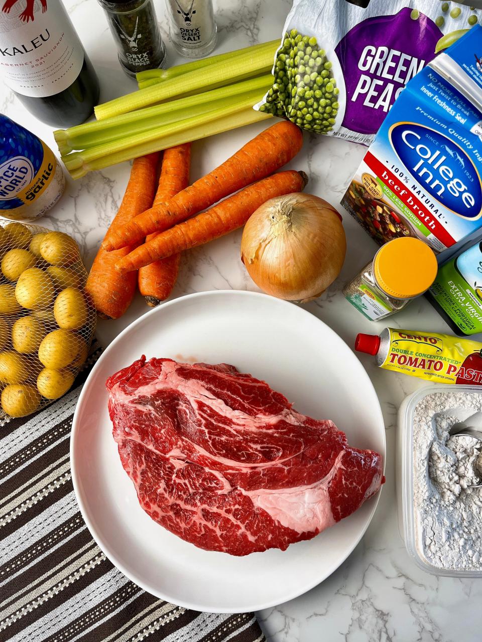 Avoid so-called stew meat and instead buy a well-marbled roast when making beef stew.