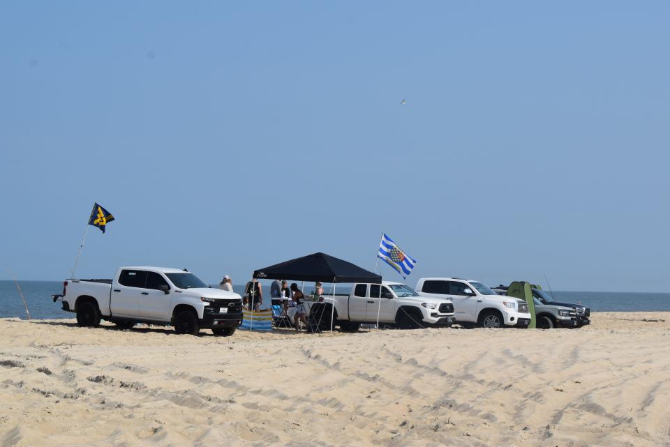 Surf-fishers Sunday, May 21, 2023, at Keybox Road Beach in Delaware Seashore State Park.