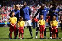 <p>The French players look on minutes before kick-off (getty) </p>