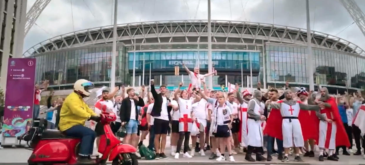 England fans outside Wembley ahead of the Euro 2020 final