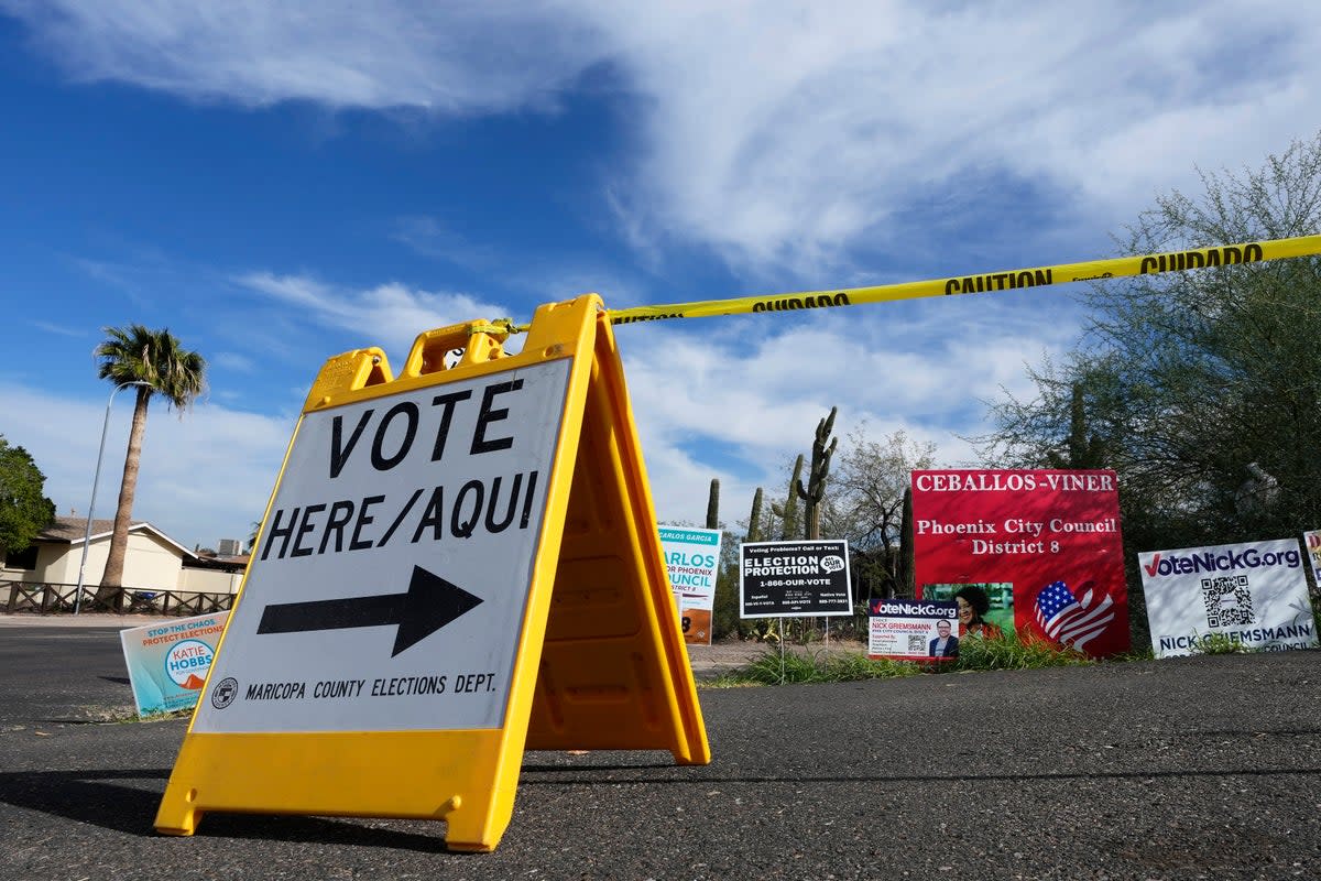 Election sign in Arizona, where ballot-counting delays were recently announced  (Copyright 2022 The Associated Press. All rights reserved)