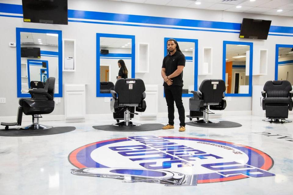 Feidin Santana at his new barber shop, Change Up Cuts in North Charleston, South Carolina on Wednesday, April 28, 2021. He will have more than 14 barbers and stylists at his new shop.