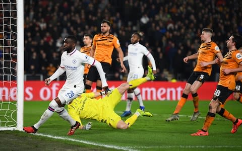 Fikayo Tomori of Chelsea celebrates after scoring his team's second goal during the FA Cup Fourth Round match between Hull City FC and Chelsea - Credit: GETTY IMAGES