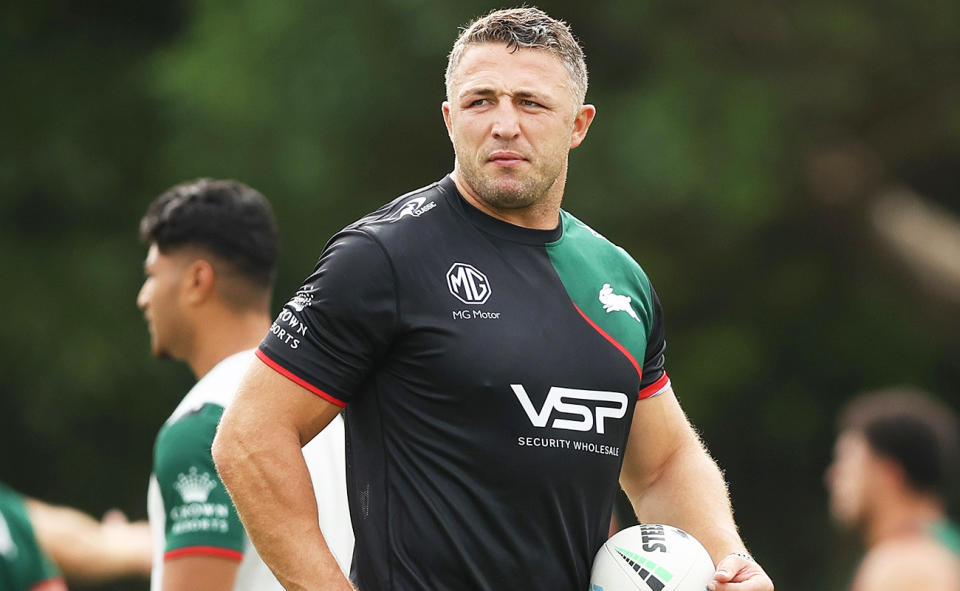 Sam Burgess, pictured here at a South Sydney Rabbitohs training session.