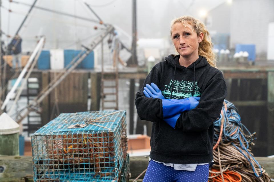 Lobsterwoman Krista Tripp on Saturday, July 1, at South Thomaston Harbor in Maine.