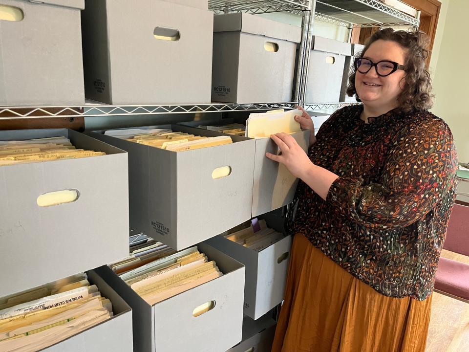 Marion Women’s Club Archivist Keily Cunningham is leading the effort to archive the club’s records, which date from 1895. The collection is believed to be one of the most complete set of records of women’s history in the nation.