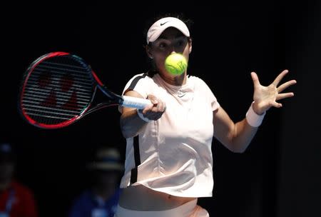 Tennis - Australian Open - Rod Laver Arena, Melbourne, Australia, January 22, 2018. Caroline Garcia of France in action during her match against Madison Keys of the U.S. REUTERS/Edgar Su