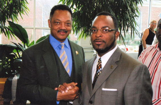 Rev. Jesse Jackson with former state Rep. Harold Mitchell of Spartanburg.