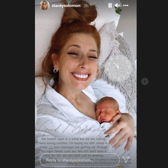 Stacey Solomon has welcomed a daughter. (Stacey Solomon Instagram)