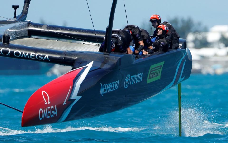 Helmsman Peter Burling drives Emirates Team New Zealand to win over Oracle Team USA in race seven in America's Cup finals - Credit: Reuters