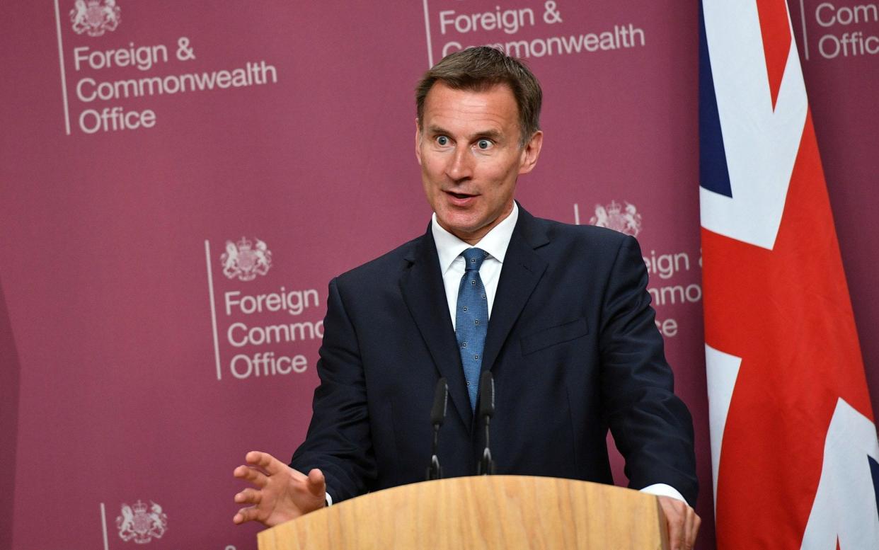 Jeremy Hunt, Foreign Secretary, speaking at a press conference in London  - REUTERS